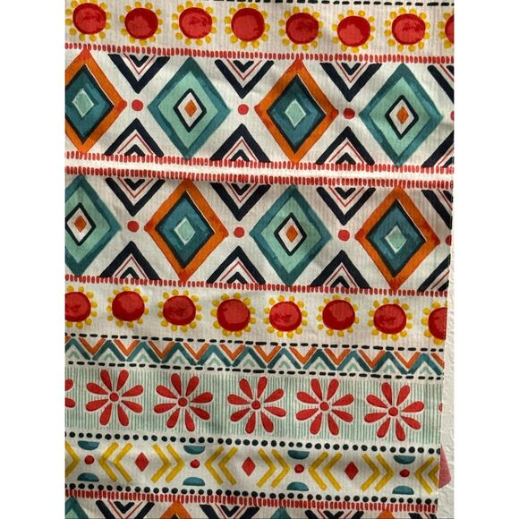 Pier 1 Turquoise Orange Yellow Aztec Southwest Table Runner Bright - Picture 3 of 5